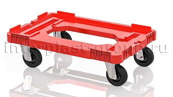Тележка пластиковая с отверстием без тормозов усиленная красная в Усинске