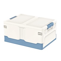 Ящик пластиковый складной белый, дно синее, 480х360х240 мм в Усинске Ящик пластиковый складной белый, дно синее, 480х360х240 мм в Усинске