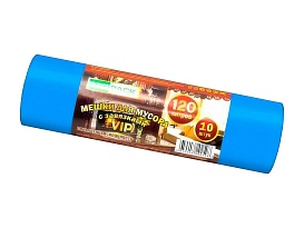 Мешки для мусора 120 л, с завязками, синие, в рулоне 10 шт., ПНД, 15 мкм, 800х750 мм, VIP, Z12010blue в Усинске Мешки для мусора 120 л, с завязками, синие, в рулоне 10 шт., ПНД, 15 мкм, 800х750 мм, VIP, Z12010blue в Усинске