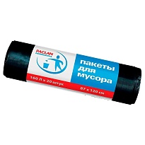 Мешки для мусора 160 л, черные, в рулоне 20 шт., ПВД, 30 мкм, 1200х870 мм, PACLAN Professional, 604082 в Усинске