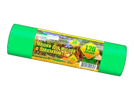 Мешки для мусора 120 л, с завязками, зеленые, в рулоне 10 шт., ПНД, 15 мкм, 800х750 мм, VIP, Z12010green в Усинске Мешки для мусора 120 л, с завязками, зеленые, в рулоне 10 шт., ПНД, 15 мкм, 800х750 мм, VIP, Z12010green в Усинске