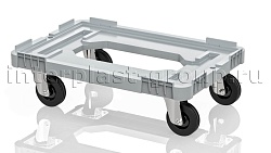 Тележка пластиковая с отверстием без тормозов серая