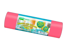 Мешки для мусора 120 л, с завязками, красные, в рулоне 10 шт., ПНД, 15 мкм, 800х750 мм, VIP, Z12010red в Усинске