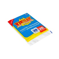 Мешки для мусора 20 л, с ручками, черные, в пачке 20 шт., ПНД, 10 мкм, 550х440 мм, Крепак, 4607075710085 в Усинске