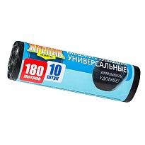 Мешки для мусора 180 л, с ушками, черные, в рулоне 10 шт., ПНД, 20 мкм, 1150х800 мм, Крепак, 4607075710498 в Усинске Мешки для мусора 180 л, с ушками, черные, в рулоне 10 шт., ПНД, 20 мкм, 1150х800 мм, Крепак, 4607075710498 в Усинске