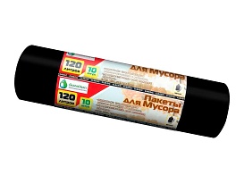 Мешки для мусора 120 л, черные, в рулоне 10 шт., ПНД, 12 мкм, 1100х700 мм, MIRPACK Classik, 1201011 в Усинске