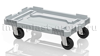 Тележка пластиковая сплошная без тормозов усиленная серая в Усинске Тележка пластиковая сплошная без тормозов усиленная серая в Усинске
