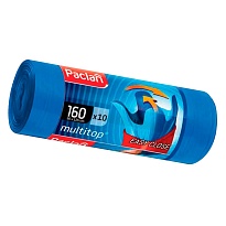 Мешки для мусора 160 л, с ушками, синие, в рулоне 10 шт., ПВД, 30 мкм, 1250х900 мм, PACLAN Multitop, 604064 в Усинске