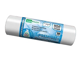 Мешки для мусора 300 л, белые, в рулоне 10 шт., ПВД 70 мкм, 1400х1000 мм, PREMIUM+, 300101602 в Усинске