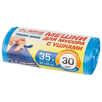 Мешки для мусора 35 л, с ушками, синие, в рулоне 30 шт., ПНД, 11 мкм, 650х500 мм, LAIMA ULTRA, 607684 в Усинске