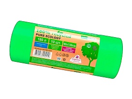 Мешки для мусора 180 л, ароматизированные, биоразлагаемые, зеленые, в рулоне 10 шт., ПВД, 40 мкм, 1300х930 мм, PURE ECOLOGY, bio1801081 в Усинске Мешки для мусора 180 л, ароматизированные, биоразлагаемые, зеленые, в рулоне 10 шт., ПВД, 40 мкм, 1300х930 мм, PURE ECOLOGY, bio1801081 в Усинске