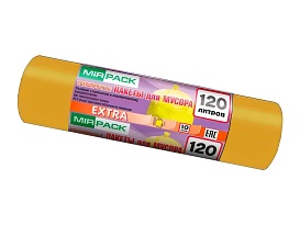 Мешки для мусора 120 л, биоразлагаемые, желтые, в рулоне 10 шт., ПНД, 14 мкм, 1100х700 мм, EXTRA, ex1201806 в Усинске Мешки для мусора 120 л, биоразлагаемые, желтые, в рулоне 10 шт., ПНД, 14 мкм, 1100х700 мм, EXTRA, ex1201806 в Усинске